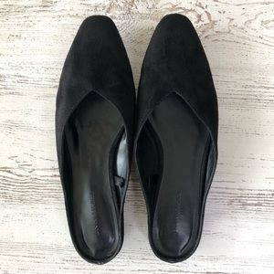 BANANA REPUBLIC Factory Suede Leather Flat Mule Slides Black 7